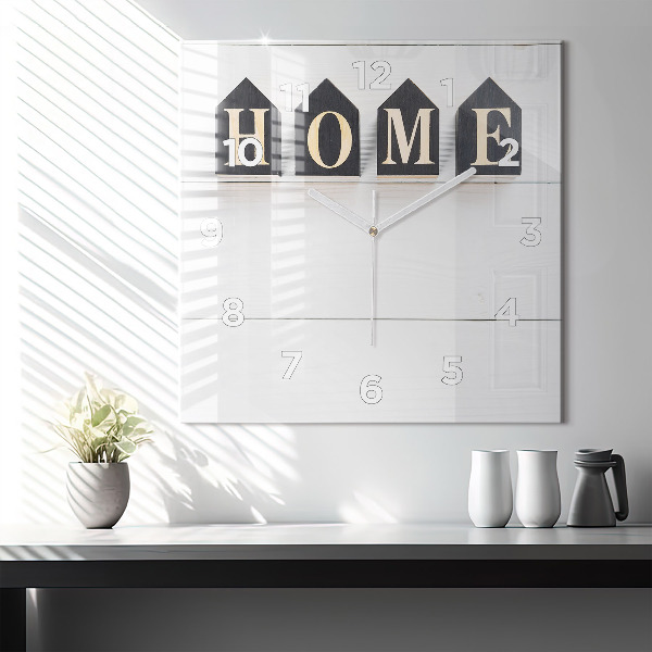 Horloge carrée en verre 'La maison de l''inscription'