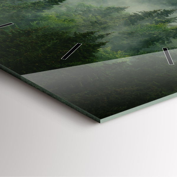 Horloge carrée en verre Forêt brumeuse