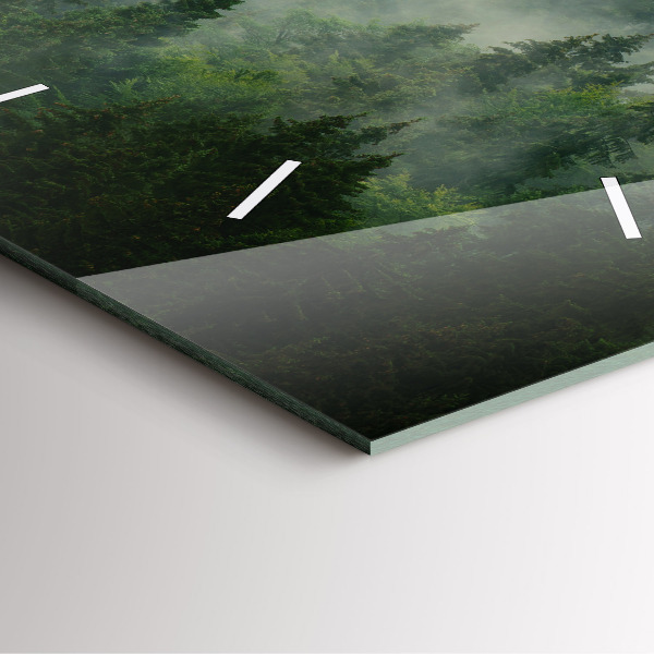 Horloge carrée en verre Forêt brumeuse