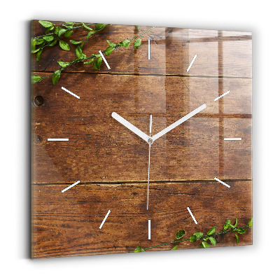 Horloge carrée en verre Bois rustique