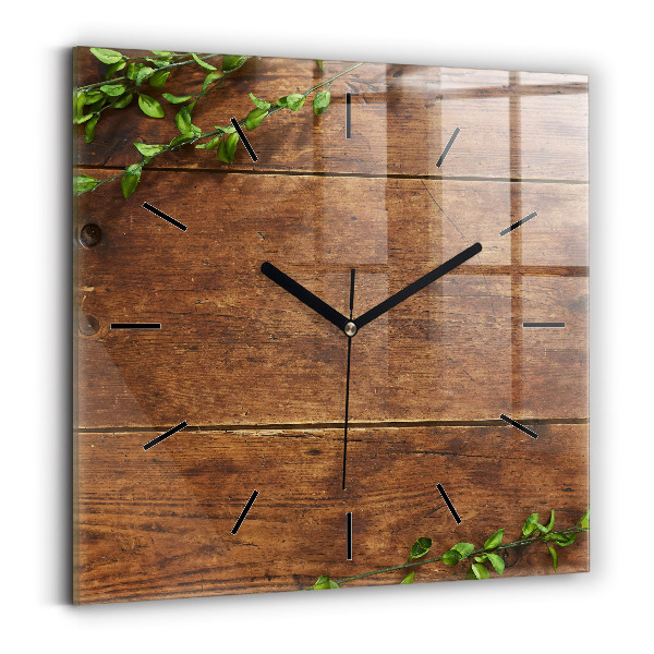 Horloge carrée en verre Bois rustique