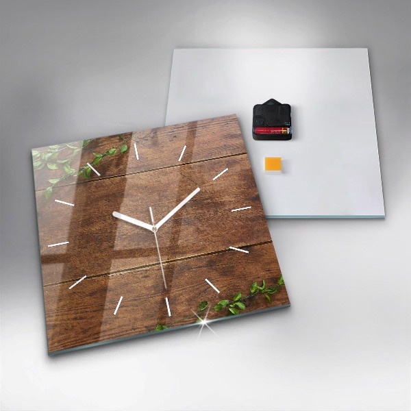 Horloge carrée en verre Bois rustique