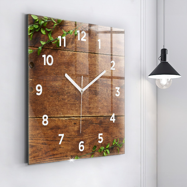 Horloge carrée en verre Bois rustique