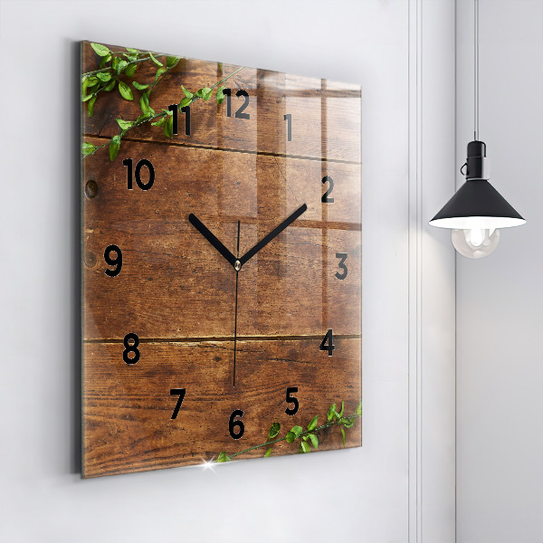 Horloge carrée en verre Bois rustique
