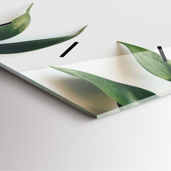 Horloge carrée en verre Cadre de feuille