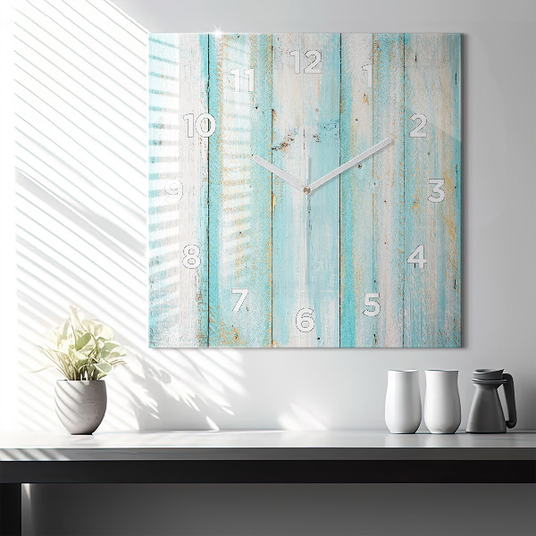 Horloge carrée en verre Tableaux bleus