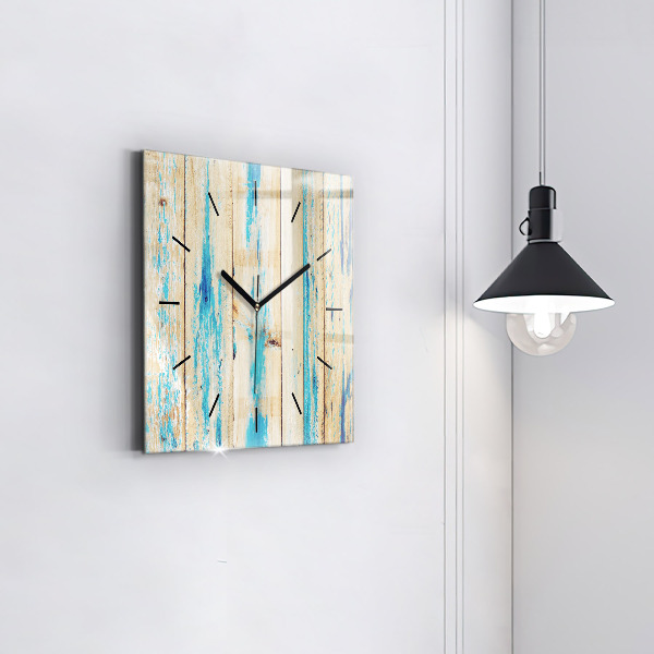 Horloge carrée en verre Bois rayé