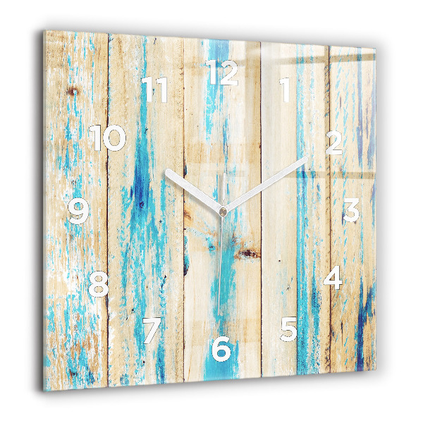 Horloge carrée en verre Bois rayé