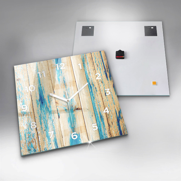 Horloge carrée en verre Bois rayé