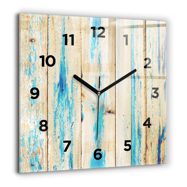 Horloge carrée en verre Bois rayé