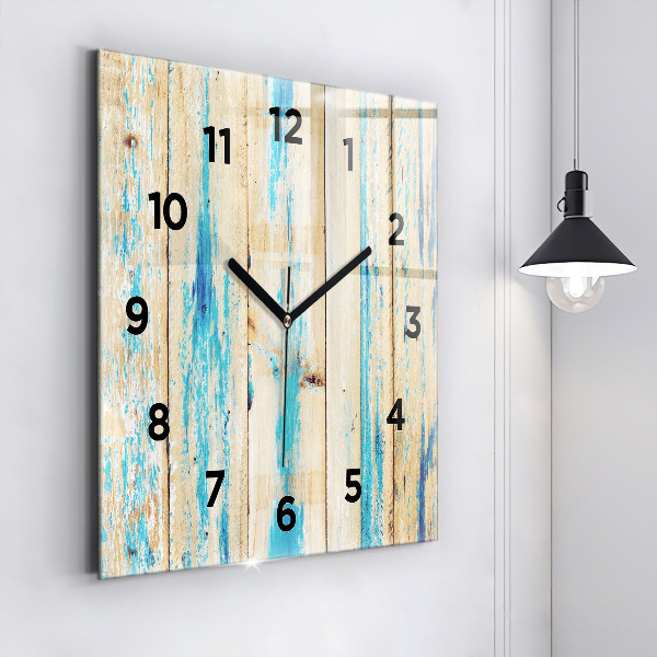 Horloge carrée en verre Bois rayé