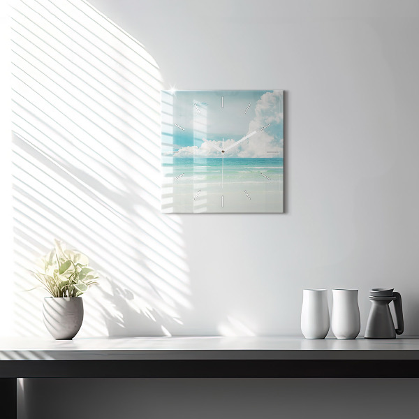 Horloge carrée en verre Paysage marin