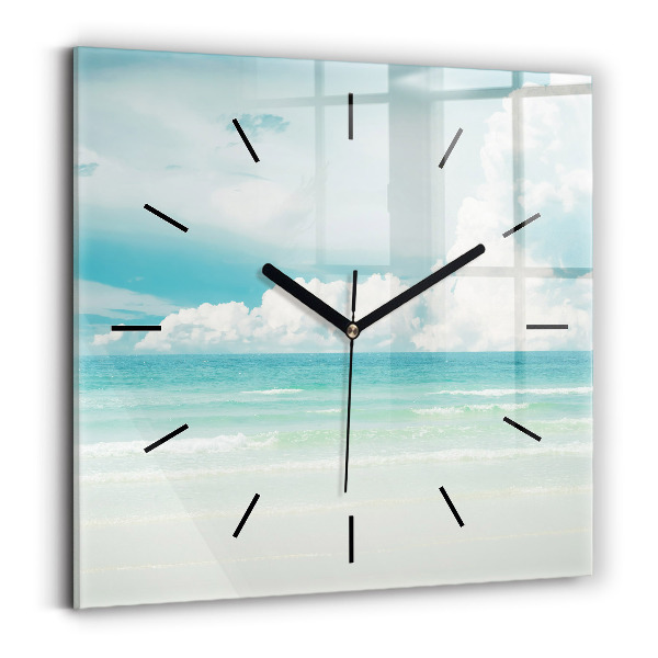 Horloge carrée en verre Paysage marin