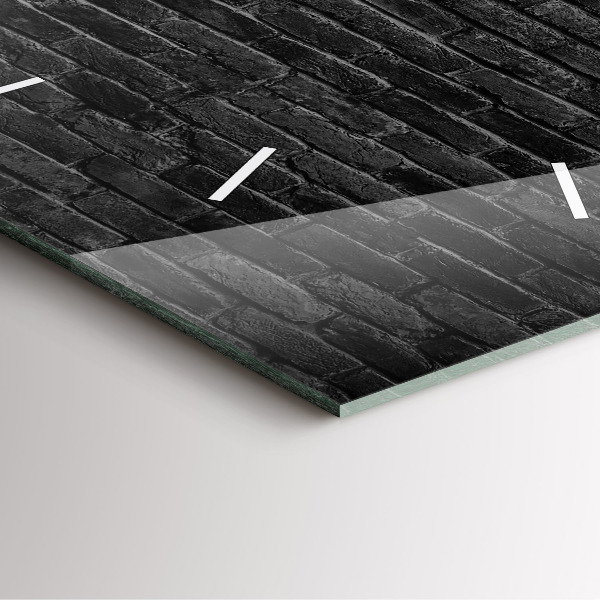 Horloge carrée en verre Mur de briques sombres