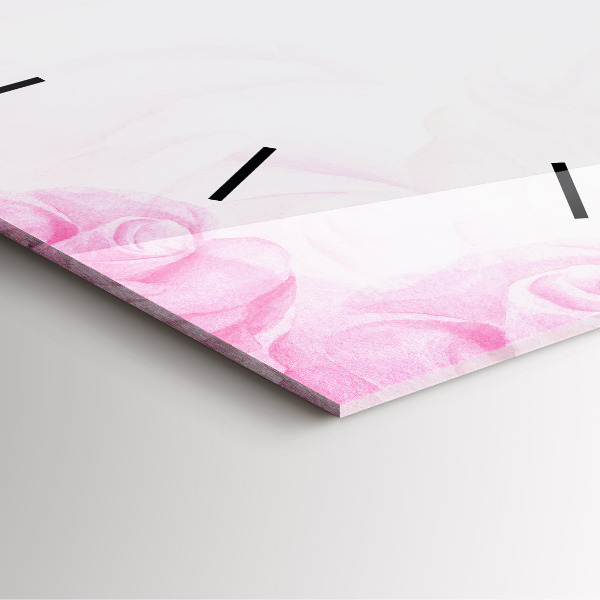 Horloge carrée en verre Roses abstraites