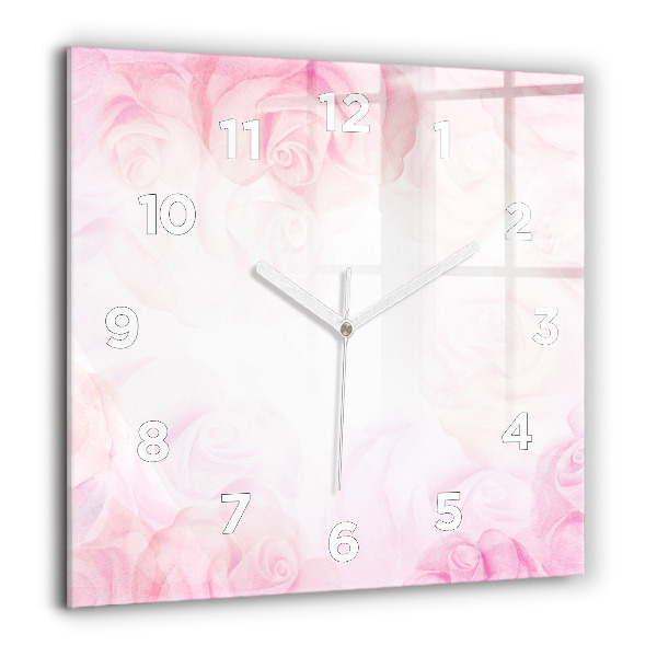 Horloge carrée en verre Roses abstraites