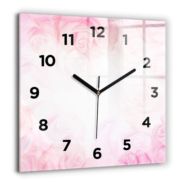 Horloge carrée en verre Roses abstraites