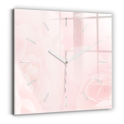 Horloge carrée en verre Roses en fleurs
