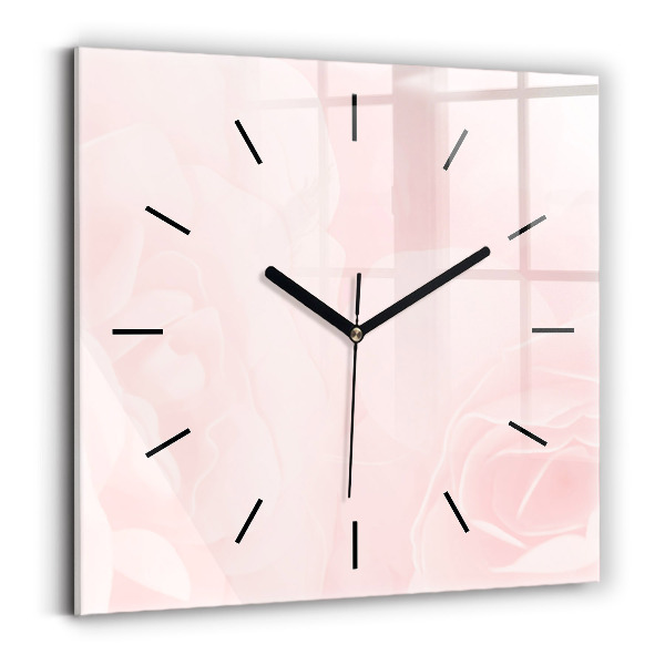 Horloge carrée en verre Roses en fleurs