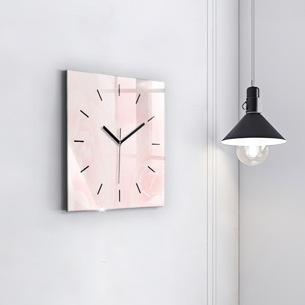 Horloge carrée en verre Roses en fleurs