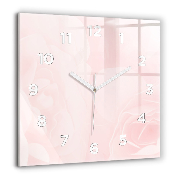 Horloge carrée en verre Roses en fleurs