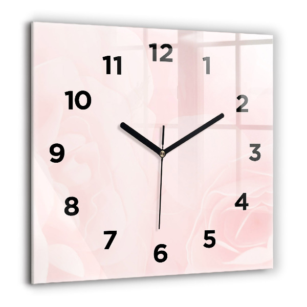 Horloge carrée en verre Roses en fleurs