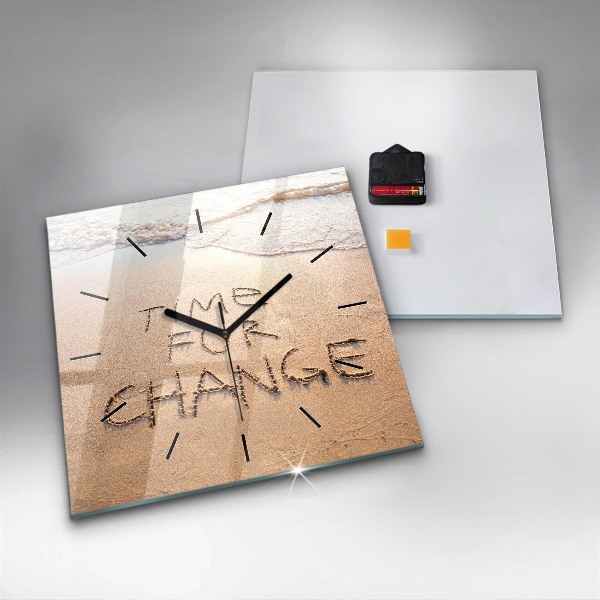 Horloge carrée en verre Citation sur la plage