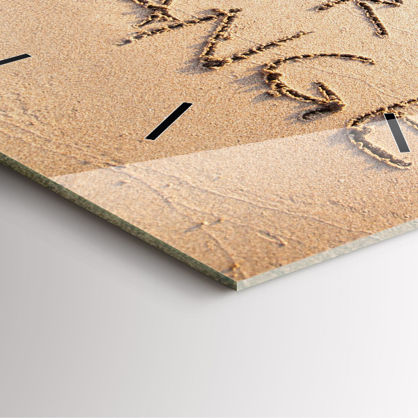 Horloge carrée en verre Citation sur la plage