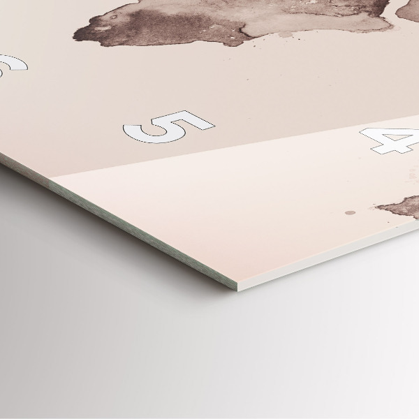 Horloge carrée en verre 'Carte du monde à l''aquarelle'