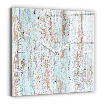 Horloge carrée en verre Bois pastel