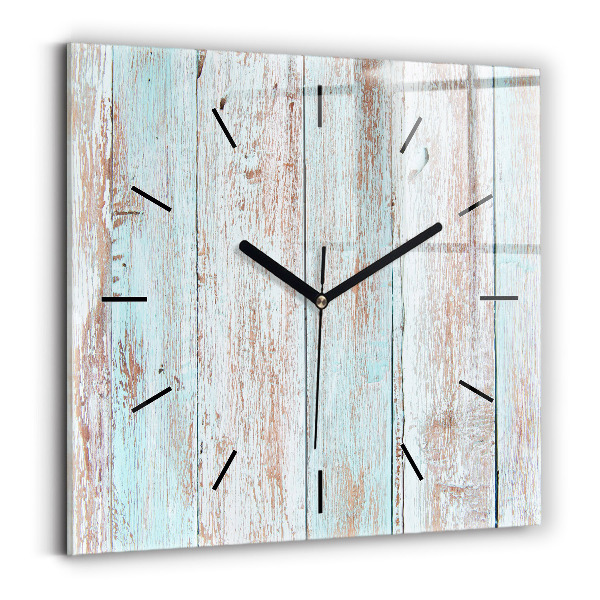 Horloge carrée en verre Bois pastel