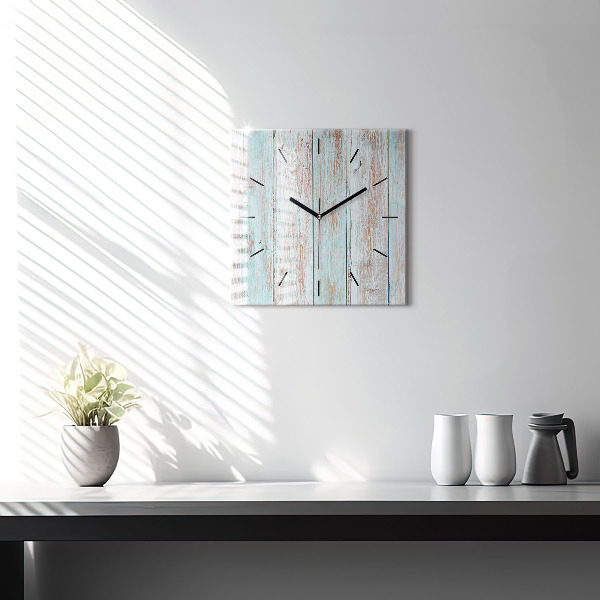 Horloge carrée en verre Bois pastel