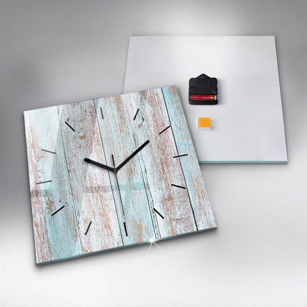 Horloge carrée en verre Bois pastel