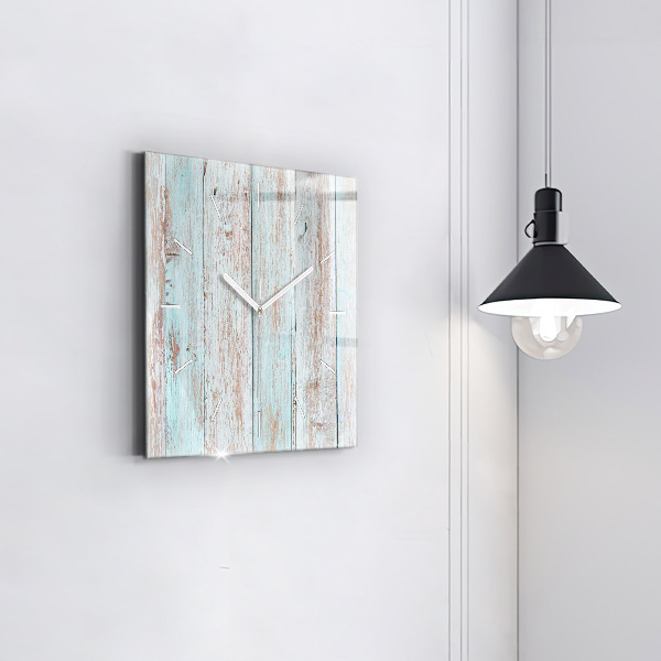 Horloge carrée en verre Bois pastel