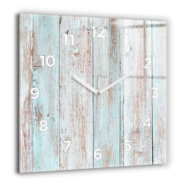 Horloge carrée en verre Bois pastel