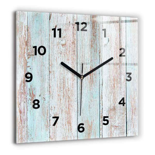 Horloge carrée en verre Bois pastel
