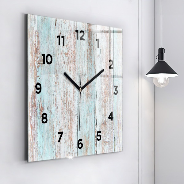 Horloge carrée en verre Bois pastel