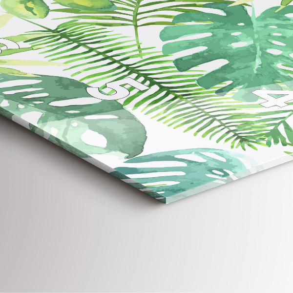 Horloge carrée en verre Feuilles vertes