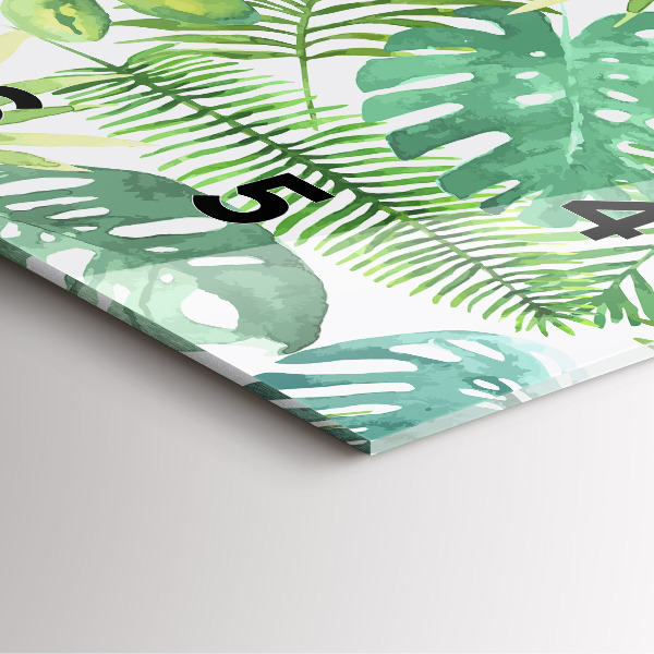 Horloge carrée en verre Feuilles vertes