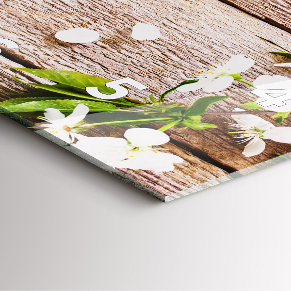 Horloge murale carrée Fleurs sur bois