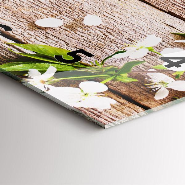 Horloge murale carrée Fleurs sur bois