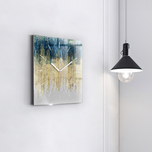 Horloge murale carrée Motif décoratif et or