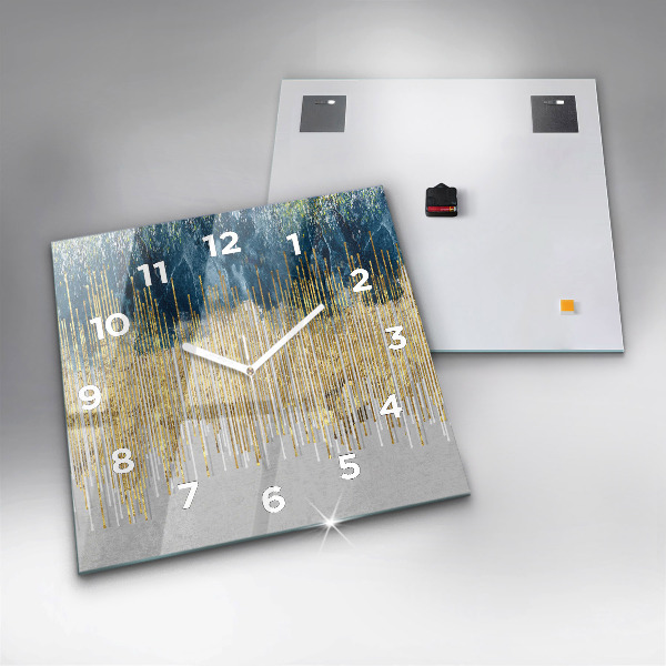 Horloge murale carrée Motif décoratif et or