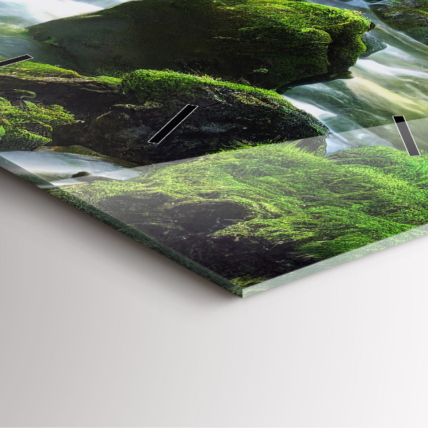 Horloge murale carrée Cascade et rochers