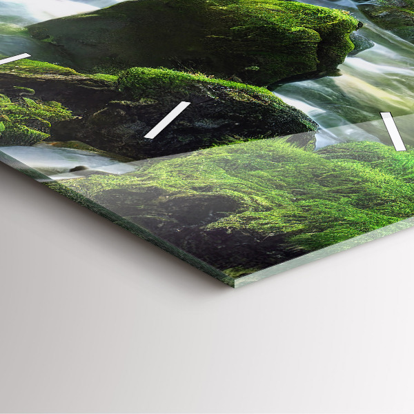 Horloge murale carrée Cascade et rochers