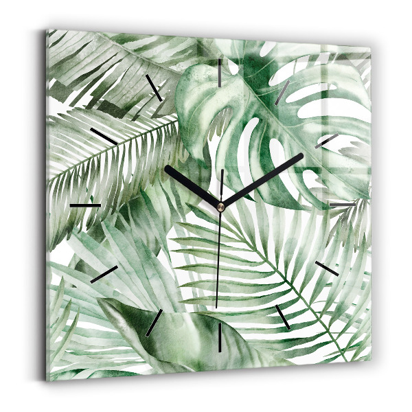 Horloge murale carrée Feuilles de plantes peintes