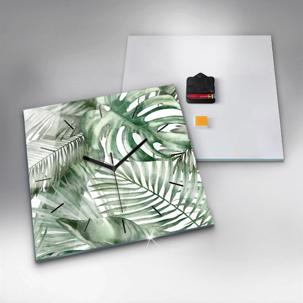 Horloge murale carrée Feuilles de plantes peintes