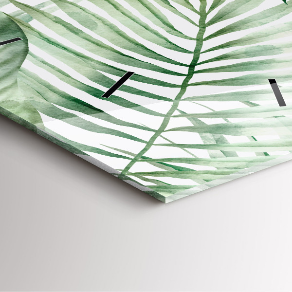 Horloge murale carrée Feuilles de plantes peintes