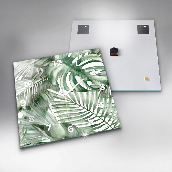Horloge murale carrée Feuilles de plantes peintes