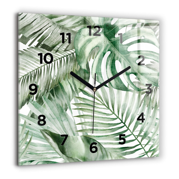 Horloge murale carrée Feuilles de plantes peintes